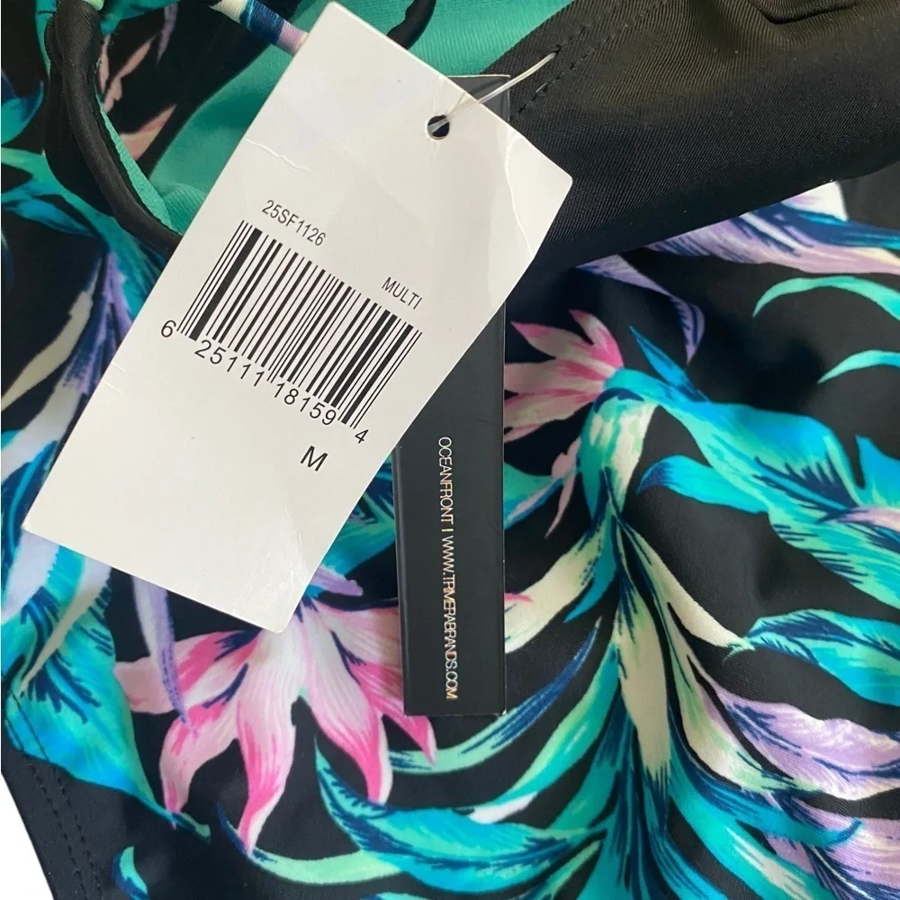 Ninety Nine Degrees Floral Cutout Swimsuit Size Medium NWT Neck Tie‎